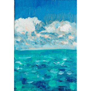 油絵 のおすすめ作品・人気作家 海 風景画 原画・油彩「エメナルドグリーンの海」絵画・サムホール(16×23㎝) インテリア絵画 アート