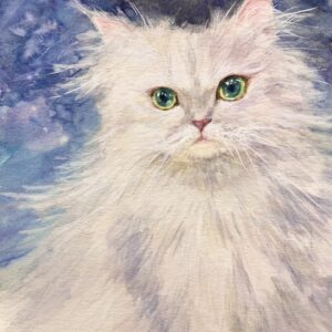 水彩画 のおすすめ作品・人気作家 イラスト 水彩画 猫 可愛い 綿毛猫 インテリア絵画 アート