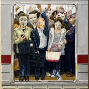 アクリル画 のおすすめ作品・人気作家 acrylic group_of_images train お面 東武東上線 群像 無言の東武東上線 acrylicpainting-Wordlesson the Tobu Tojo Line インテリア絵画 アート