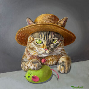 油絵 のおすすめ作品・人気作家 油彩 猫 強暴猫 油絵 猫 麦わら帽子 麦わら猫 強暴なやつ(麦わら猫)The Ferocious One インテリア絵画 アート