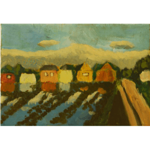 絵画 のおすすめ作品・人気作家 田園風景 風景 原画・油彩「朝の田園」絵画・サムホール（16×23㎝） インテリア絵画 アート