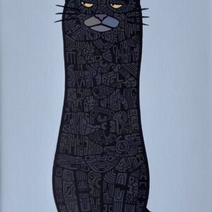 絵画 のおすすめ作品・人気作家 イラスト 動物 猫 黒 疑念 インテリア絵画 アート