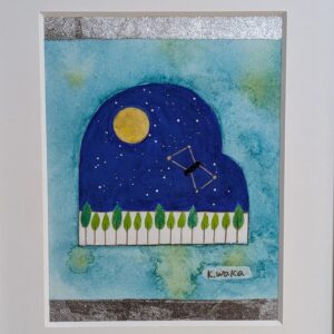日本画 のおすすめ作品・人気作家 アートのある暮らし mineral パワーストーン ピアノ 日本画 星座 月 縁起物 誕生石 鉱物 青 湖畔のソロライブ インテリア絵画 アート