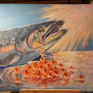 アクリル画 のおすすめ作品・人気作家 鮭魚いくら現代アート 食べるの？ インテリア絵画 アート