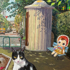 アクリル画 のおすすめ作品・人気作家 猫 nostalgic_doll stray_cat 懐かしい人形 月島三丁目公園 猫 野良猫 月島三丁目のチビ Chibi of Tsukishima 3-chome インテリア絵画 アート