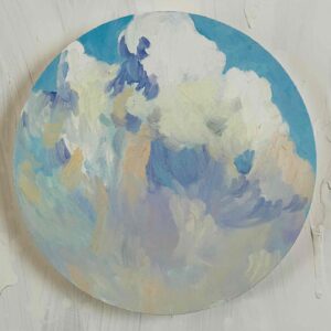 絵画 のおすすめ作品・人気作家 丸形 円形 空 雲 原画・油彩「Genesis」絵画・直径25㎝・アート・丸形キャンバス インテリア絵画 アート