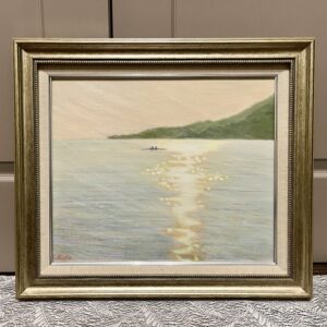 油絵 のおすすめ作品・人気作家 ピンク 佐野理恵子 光 海 hope Love riikoart rowing sunshine ボート 愛 愛媛県 松山市 梅津寺 水 癒し 興居島 風景 光の中へ (Into the sunlight) インテリア絵画 アート