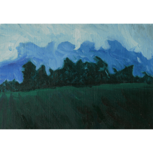 絵画 のおすすめ作品・人気作家 田園風景 風景 原画・油彩「朝の荘厳な雲」絵画・サムホール(16×23㎝) インテリア絵画 アート