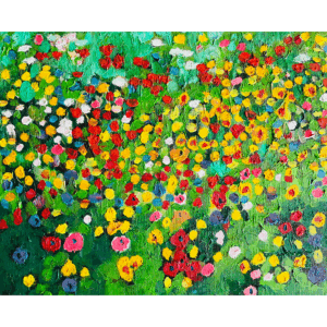 絵画 のおすすめ作品・人気作家 花畑 風景画 原画・油彩「Wildflowers」絵画・F３（22×27㎝） インテリア絵画 アート